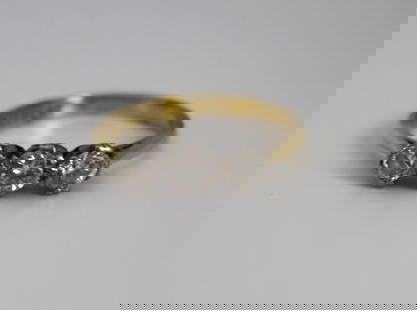 Antique Diamond Three-Stone Ring – 18ct Yellow Gold & Platinum: Antique Diamond Three-Stone Ring &#8211; 18ct Yellow Gold & Platinum A beautiful antique three-stone diamond ring, featuring three round brilliant-cut diamonds set in a classic claw setting. Diamonds: