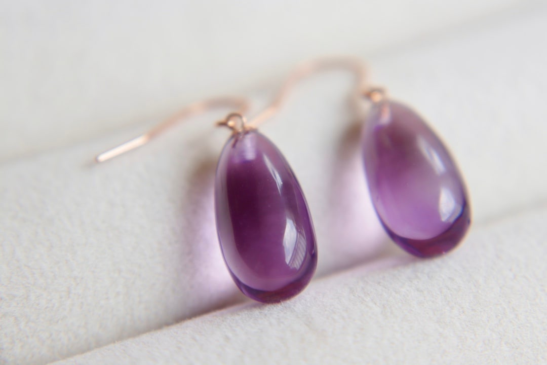 18k gold natural amethyst earrings (1 of 6)