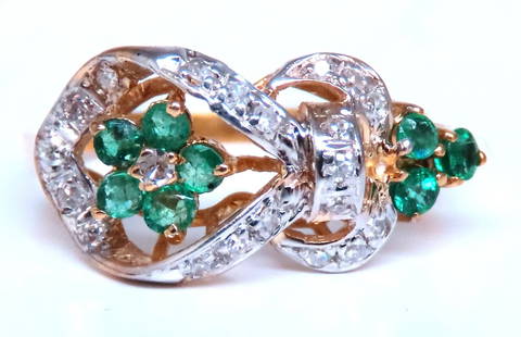 Vintage Revisit Natural Emerald Diamonds Ring Neoclassical 14kt gold 67122: Title Vintage Revisit Natural Emerald Diamonds Ring Neoclassical 14kt gold 67122 $495.00 PRODUCT DESCRIPTION Vintage Restored .30ct natural emeralds Ring .15ct Natural diamonds I-color Si-2 clarity 14