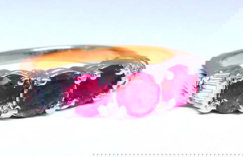 1.50ct Natural Ruby Accent Ring 18kt Gold: 1.50ct Natural Rubies Ring. Round Brilliant Cut 4mm each .25ct. Side baguette Diamonds: H-color Vs-2 clarity. 18kt. yellow gold 7.1 grams. current ring size: 7 May be resized, please inquire. $4,000 A