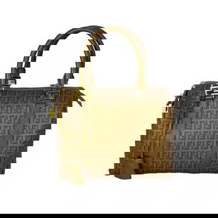 Fendi Boston Gold Coated Canvas Hand Bag: Pre-Owned 100% Authentic Fendi Boston Gold Coated Canvas Hand Bag RATING: B...Very Good, well maintained, shows minor signs of wear MATERIAL: coated canvas, leather trim HANDLE: double coated leather,