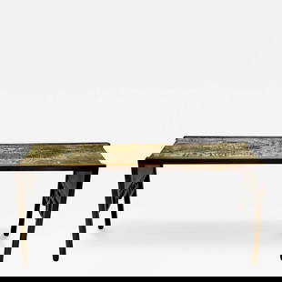 Philip & Kelvin LaVerne Mid-Century Modern Spring Festival Console Table, Bronze: Title: Philip & Kelvin LaVerne Mid-Century Modern Spring Festival Console Table, Bronze Description: Philip & Kelvin LaVerne, American Mid-Century Modern, 'Spring Festival' Console Table, Bronze, c. 1