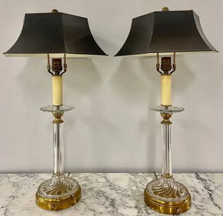 Mid-Century Modern Pair of Baccarat Style Table Lamps, Crystal, 1960s: Title: Mid-Century Modern Pair of Baccarat Style Table Lamps, Crystal, 1960s Description: Mid-Century Modern pair of Baccarat style table lamps, crystal, 1960s. More Information: In the Style of: Bacc