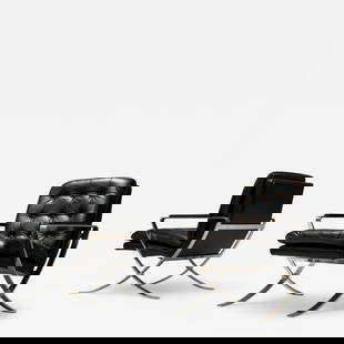 American Mid-Century Modern, Black Leather, Chrome, Lounge Chairs, USA, 1980s: Title: American Mid-Century Modern, Black Leather, Chrome, Lounge Chairs, USA, 1980s Description: Milo Baughman Style, American Mid-Century Modern, Black Leather, Chrome, Lounge Chairs, USA, 1980s Pai