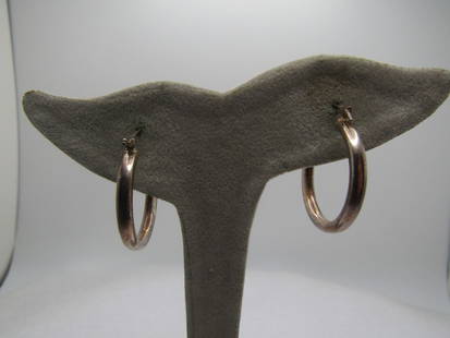 Vintage Sterling Tubular Hoop Earrings, Pierced, 1970's-1990's: Vintage Sterling Tubular Hoop Earrings, Pierced, 1970's-1990's. They are appx. 1" and 3mm wide. Hinged post that locks into a clip. They are marked .925 and test as sterling with a weight of appx. 3.3