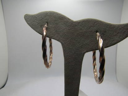 Vintage Sterling Twisted Hoop Earrings, Pierced, 1970's-1980's, Signed: Vintage Sterling Twisted Hoop Earrings, Pierced, 1970's-1980's Signed JCM (Jacmel). These are a twisted 3mm sterling hoop that is appx. 1.5" across, circle with a hinged post where it is signed JCM an