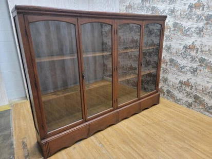 Antique Shanxi Province Teak and Glass Display Cabinet/Bookcase: Vintage from before 2000 Antique Shanxi Province Teak and Glass Display Cabinet/Bookcase Store all your family treasures in this oversized glass display case. It was crafted from a sturdy teakwood ove