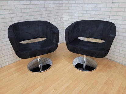 Mid Century Modern Jeffrey Bernett Style Italian Tulip Side Chairs Newly Upholstered - Pair: Vintage from before 2000 Materials: steel, Ultra Suede Scuba, metal Overall width: 30 inches Overall height: 31 inches Overall depth: 26 inches Seat height: 17 inches Mid Century Modern Jeffrey Bernet