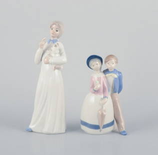 Two Spanish porcelain figurines depicting children. Handmade.: Two Spanish porcelain figurines of children. Handmade. Approximately from the 1980s. Stamped Rex Valencia and Tengra. Perfect condition. Largest: Height 21.4 cm x Diameter 6.2 cm. Reserve: $140.00 Shi