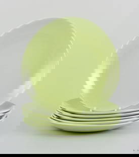Stig Lindberg for Gustavsberg. Set of six "Colorado" retro porcelain plates in apple green.: Stig Lindberg for Gustavsberg. Set of six "Colorado" retro porcelain plates in apple green. Produced in the 1960s. Marked. First factory quality. In perfect condition. Dimensions: D 21.5 cm. Reserve: