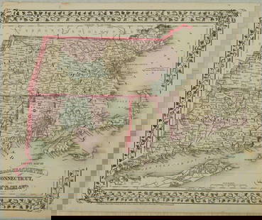 1872 Mitchell Map of Massachussetts, Connecticut and Rhode Island -- County Map of Massachussetts,: Title/Content: 1872 Mitchell Map of Massachussetts, Connecticut and Rhode Island -- County Map of Massachussetts, Connecticut and Rhode Island Cartographer: S Mitchell Year/Place: 1872 Philadelphia Di