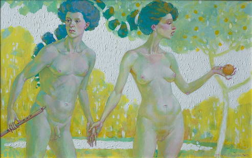 Acrylic painting In Eden Nicolay Vydcovsky: Bytk 2 *** ABOUT THIS PAINTING *** * TITLE: "In Eden" * ARTISTS: Nicolay Vydcovsky * SIZE: 50x80 cm/'19.68x23.62 inches' * MEDIUM: acrylic, canvas * HAND PAINTED: Original painting from our collection