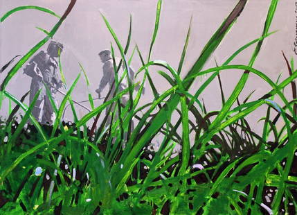 Oil painting Lawn Ed Potapenkov: 16POTAP Painter: Ed Potapenkov Size: 130x160 cm/51.18x62.99 inches Components: oil, canvas Original painting CONDITION: excellent ARTIST: Ed Potapenkov Born in 1968 (Dnipro, Ukraine) 1983 to 1987 - Dn
