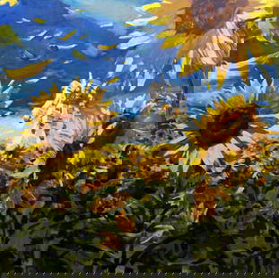 Oil painting South Ed Potapenkov: 88POTAP Painter: Ed Potapenkov Size: 140x140 cm/55.11x55.11 inches Components: oil, canvas Original painting CONDITION: excellent ARTIST: Ed Potapenkov Born in 1968 (Dnipro, Ukraine) 1983 to 1987 - Dn