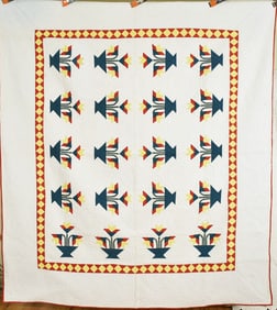 Well Quilted 1870's Carolina Lily Quilt