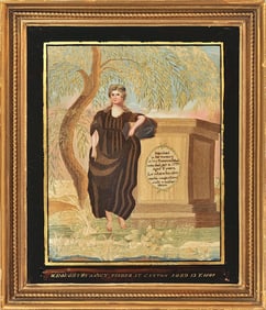 Silk Embroidered Memorial Sampler, Canton, MA 1808