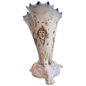 Antique 18th c Faience Vase signed