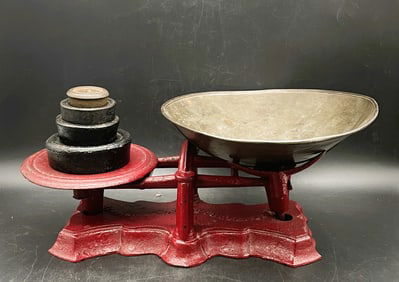 ANTIQUE RED CAST IRON SCALE READING HARDWARE CO - PA - USA