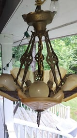 Rare 5 Shade Slip Shade Art Deco Aluminum Original Finish complete