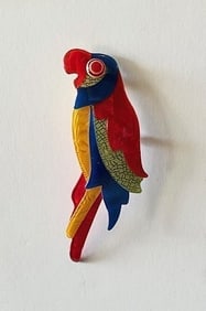 Leah Stein Koko Parrot Brooch Macaw Bird Red