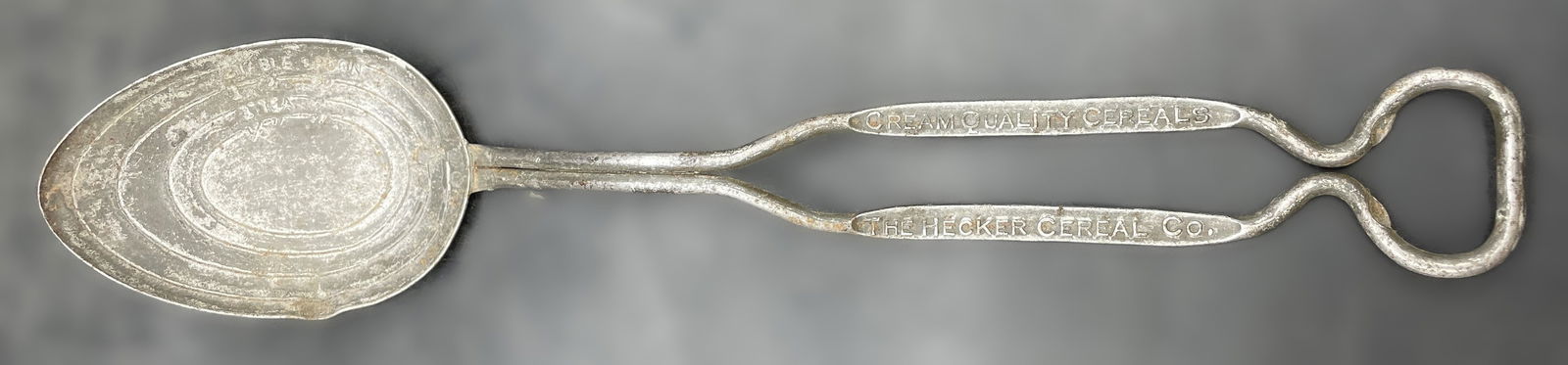 ANTIQUE HECKER CEREAL CO. METAL COMBO SPOON MEASURE & BOTTLE OPENER TOOL (1 of 8)