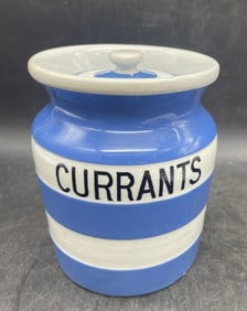 T.G. GREEN VINTAGE CORNISHWARE Currants 5.5" CANISTER & LID