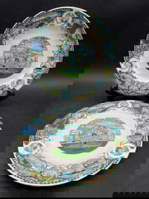 Pair of 1964-65 New York World's Fair Plates United States Steel Unisphere
