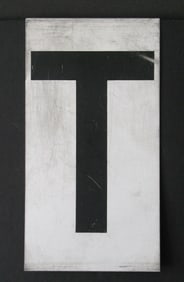 Antique tin movie marque letter “T”