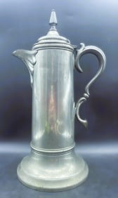 ANTIQUE AMERICAN PEWTER FLAGON Meridan Britannia Co C. 1860 w provenance