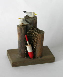 Vintage Maine seagull sculpture.: Title: Vintage Maine seagull sculpture. Date/Period: 1950's Dimension: 3 1/2&#8221; high Additional Information: Vintage folk art Maine seagull sculpture in great all original condition. Shipping: Dom