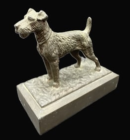 AIREDALE IRISH TERRIER DOG BOOKEND Cast Spelter Metal