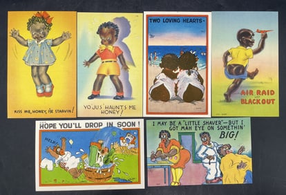 Lot of 6 Black Americana Postcards