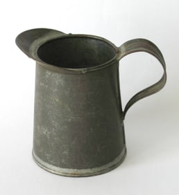 Antique tin country home kitchen pitcher.