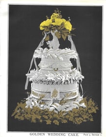 Golden Weddin Cake - antique print