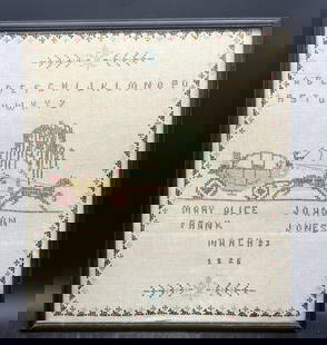 Antique Needlework Sampler - Hand Crafted - 1926: Title: Antique Needlework Sampler - Hand Crafted - 1926 Date/Period: 1926 Dimension: 14 X 16 Material: mixed materials Additional Information: The Antique Needlework Sampler from 1926 is a beautifully