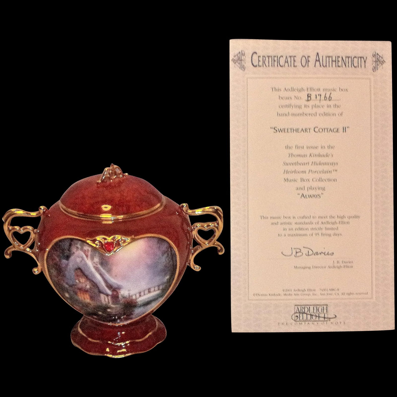 Vintage Sweetheart Cottage II Thomas Kinkade Premier Issue Music Box #B1766 (1 of 10)