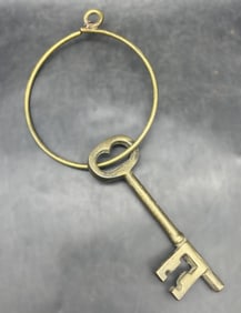 Vintage Large BRASS Skeleton Key on Brass Ring