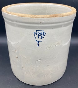 ANTIQUE PFALTZGRAFF STONEWARE 2GAL. CROCK with COBALT BLUE