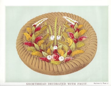 Shortbread decorated with fruit - antique print