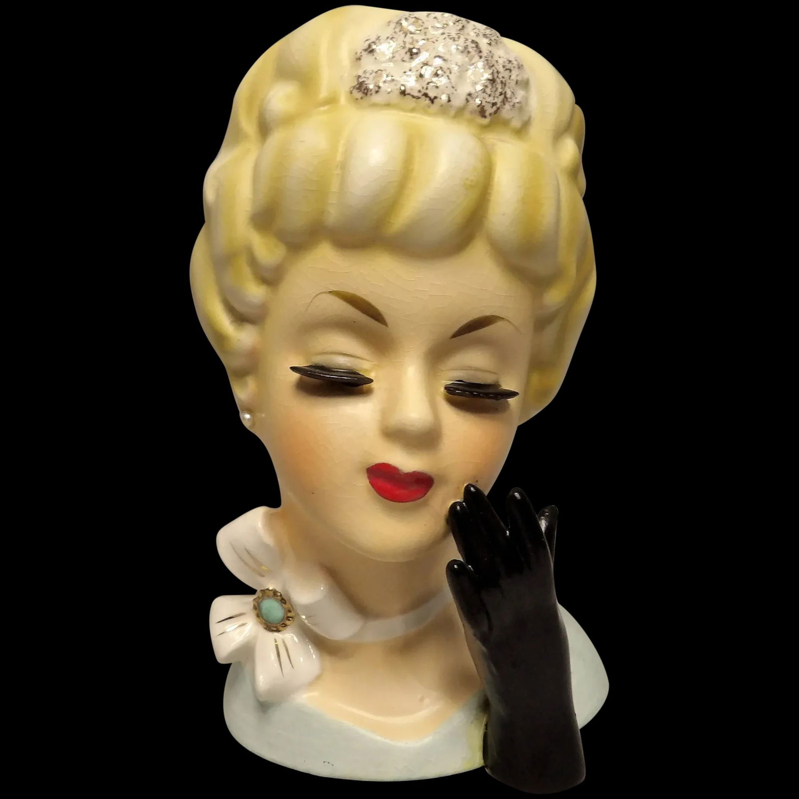 Enesco 6” Lady Head Vase with Glove (1 of 6)