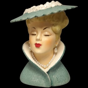 Napco Lady Head Vase with Brush Eyelashes # C3307C 1958