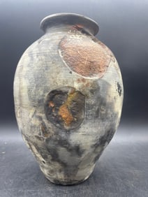 Abstract Raku Vase Signed & Dated