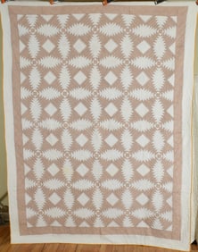 1880's Windmill Blades Log Cabin Antique Quilt