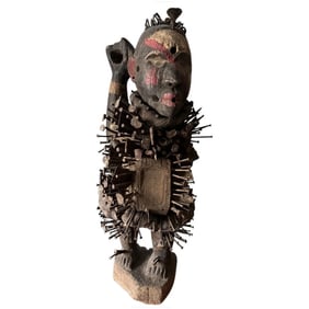 Large 3FT Vintage Authentic African Bakongo Protection Statue DR Congo