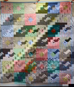 Patchwork Quilt Handstiched 78 x 67