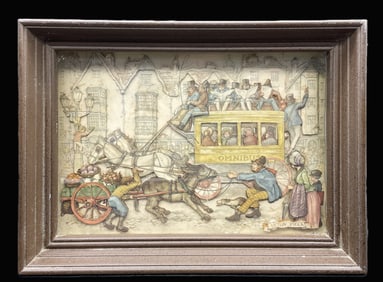 ANTON PIECK 3D SHADOW BOX "OMNIBUS" CITY SCENE