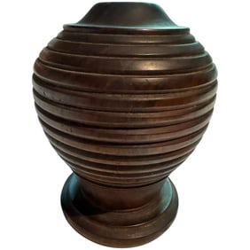 Vintage solid wood hand carved Vase Folk Art craft