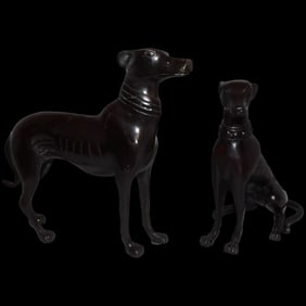Pair of Greyhound Figurines Statues