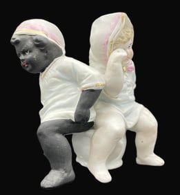PORCELAIN BABIES ON CHAMBER POT Black & White Children
