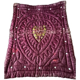 Antique Crazy Sweet Heart Quilt 1908 24x30